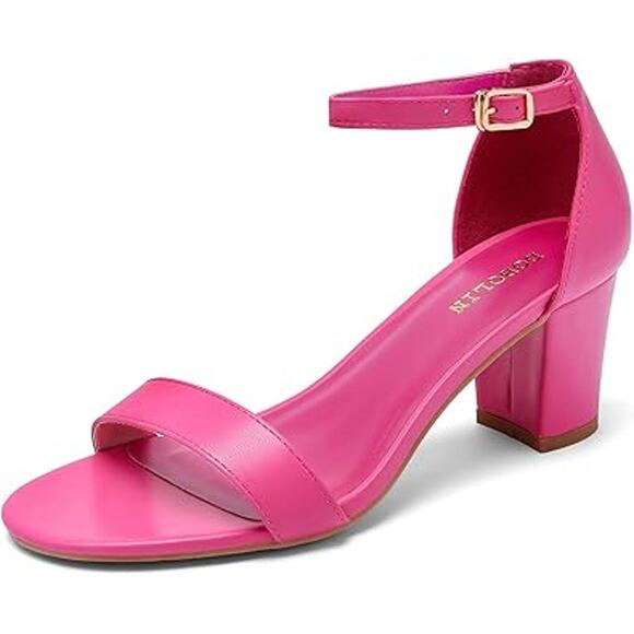 Dobolin Womens Size 10.5 Hot Pink Ankle Strap Open Toe 3" Heel Sandal Shoes - Picture 1 of 7